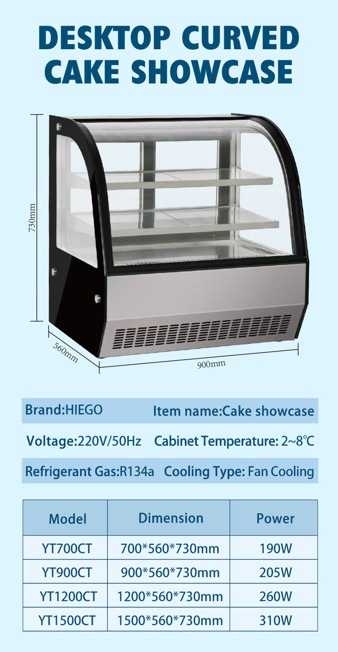 50-60hz Cake Display Showcase Réfrigérateur Stand Comptoir Gâteau Vitrine 7